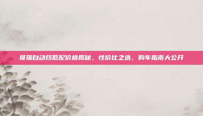 哥瑞自动挡低配价格揭秘,性价比之选,购车指南大公开