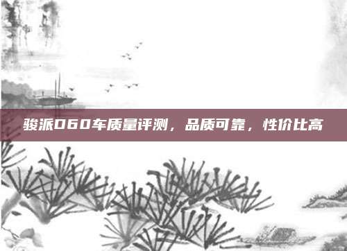 骏派D60车质量评测，品质可靠，性价比高