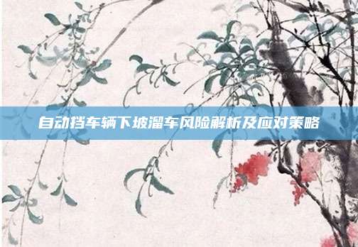 自动挡车辆下坡溜车风险解析及应对策略