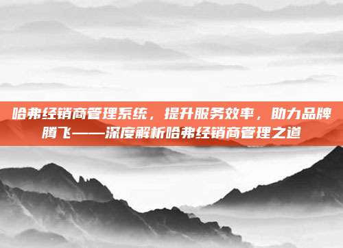 哈弗经销商管理系统,提升服务效率,助力品牌腾飞——深度解析哈弗经销商管理之道