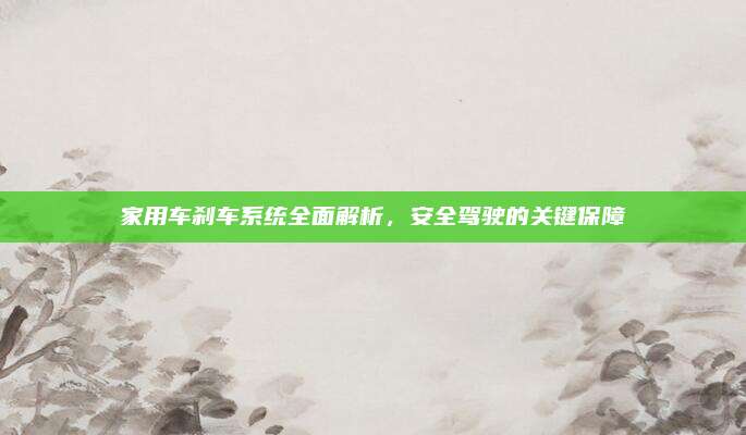 家用车刹车系统全面解析,安全驾驶的关键保障
