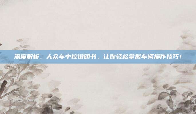 深度解析,大众车中控说明书,让你轻松掌握车辆操作技巧!