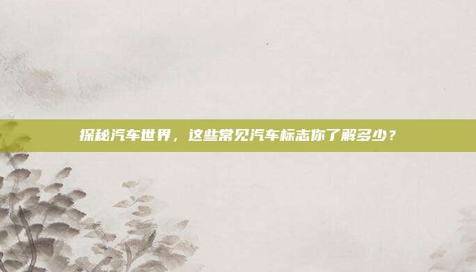 探秘汽车世界,这些常见汽车标志你了解多少?