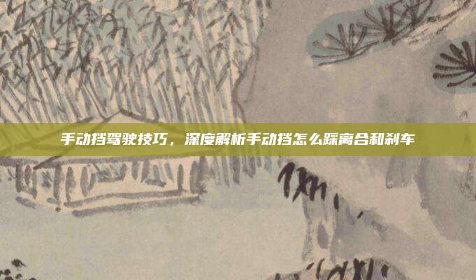 手动挡驾驶技巧，深度解析手动挡怎么踩离合和刹车