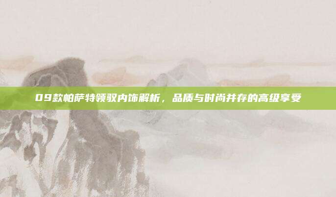 09款帕萨特领驭内饰解析,品质与时尚并存的高级享受