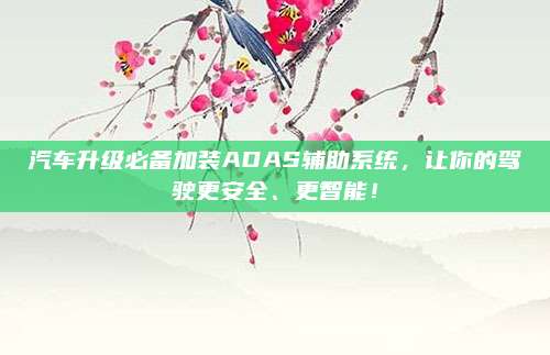 汽车升级必备加装ADAS辅助系统,让你的驾驶更安全、更智能!