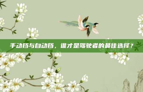 手动挡与自动挡,谁才是驾驶者的最佳选择?