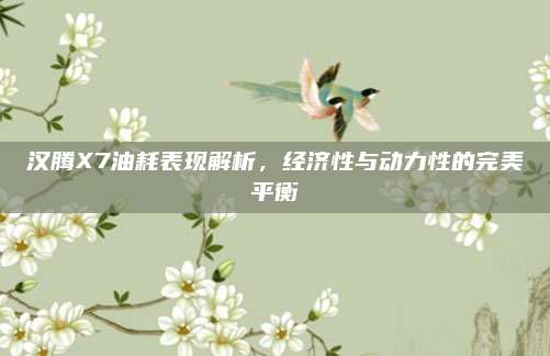 汉腾X7油耗表现解析,经济性与动力性的完美平衡