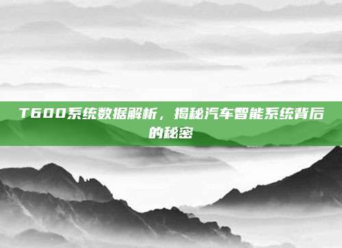 T600系统数据解析,揭秘汽车智能系统背后的秘密
