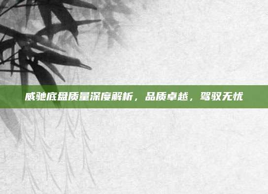 威驰底盘质量深度解析,品质卓越,驾驭无忧