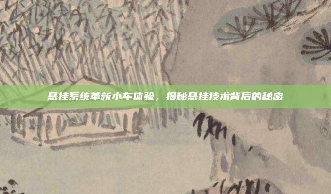 悬挂系统革新小车体验,揭秘悬挂技术背后的秘密