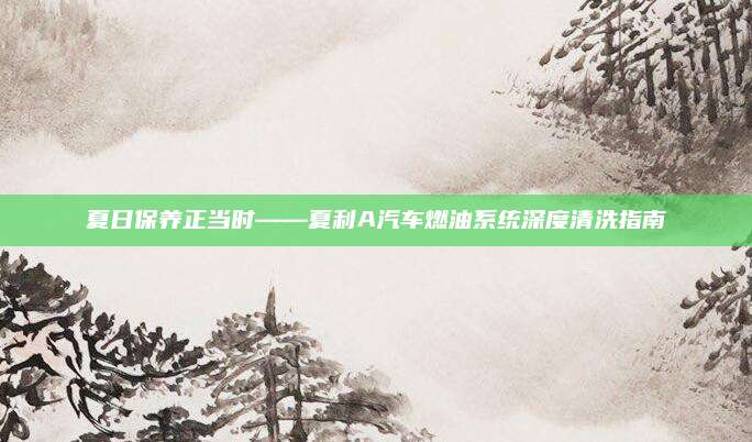 夏日保养正当时——夏利A汽车燃油系统深度清洗指南
