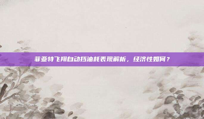 菲亚特飞翔自动挡油耗表现解析,经济性如何?