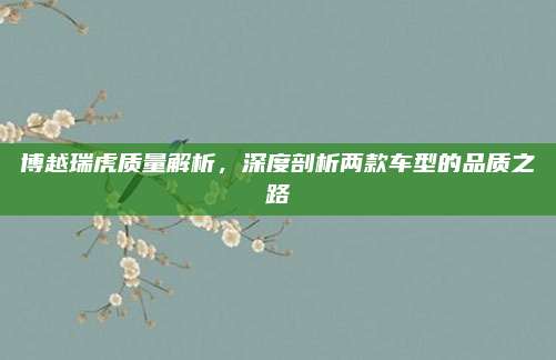 博越瑞虎质量解析,深度剖析两款车型的品质之路