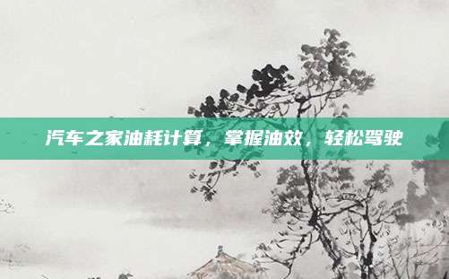 汽车之家油耗计算,掌握油效,轻松驾驶