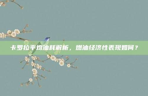 卡罗拉平均油耗解析,燃油经济性表现如何?