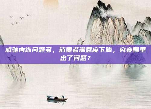 威驰内饰问题多,消费者满意度下降,究竟哪里出了问题?