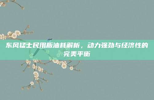 东风猛士民用版油耗解析,动力强劲与经济性的完美平衡