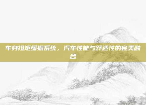 车身扭矩缓振系统,汽车性能与舒适性的完美融合