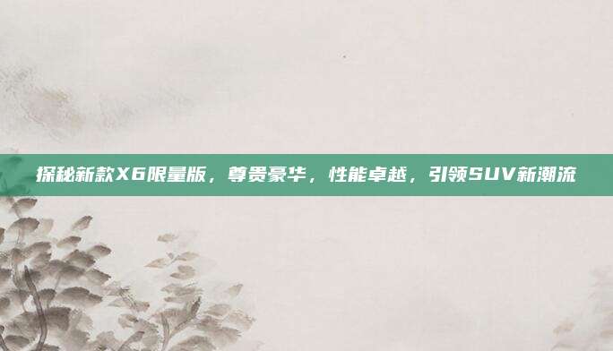 探秘新款X6限量版,尊贵豪华,性能卓越,引领SUV新潮流