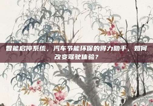 智能启停系统,汽车节能环保的得力助手,如何改变驾驶体验?